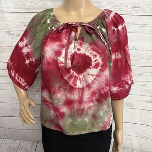 Peaceful People Tie Dye Shirt Cropped Boho Hippie